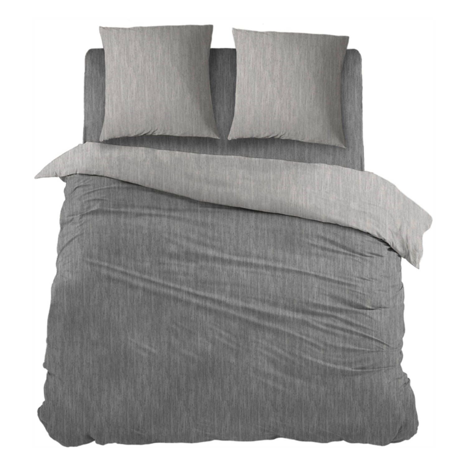 Snoozing Brigitte Dekbedovertrek Eenpersoons 140x200/220 cm + 1 kussensloop 60x70 cm Antracite/Grey