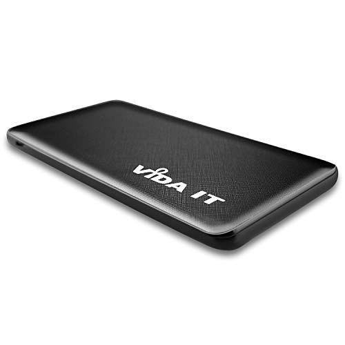 Vida IT Klein Thin Powerbank Draagbare Oplader voor iPhone 12 11 10 8 7, Samsung Galaxy S10 A52 S8 J7 Huawei Mobiel, 5000mAh USB Externe Batterij Pack 2A 5V USB-C 3-Poorts, Lichtgewicht Oplaadbare