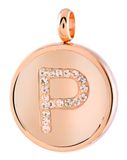 Lucardi Dames Gerecycled just.d stalen hanger roseplated letter kristal - Hanger - Staal - Rosékleurig