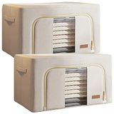 JOYBOS, Set van 2 opbergdozen voor kleding, 200 l (100 x 2), opvouwbaar, van textiel