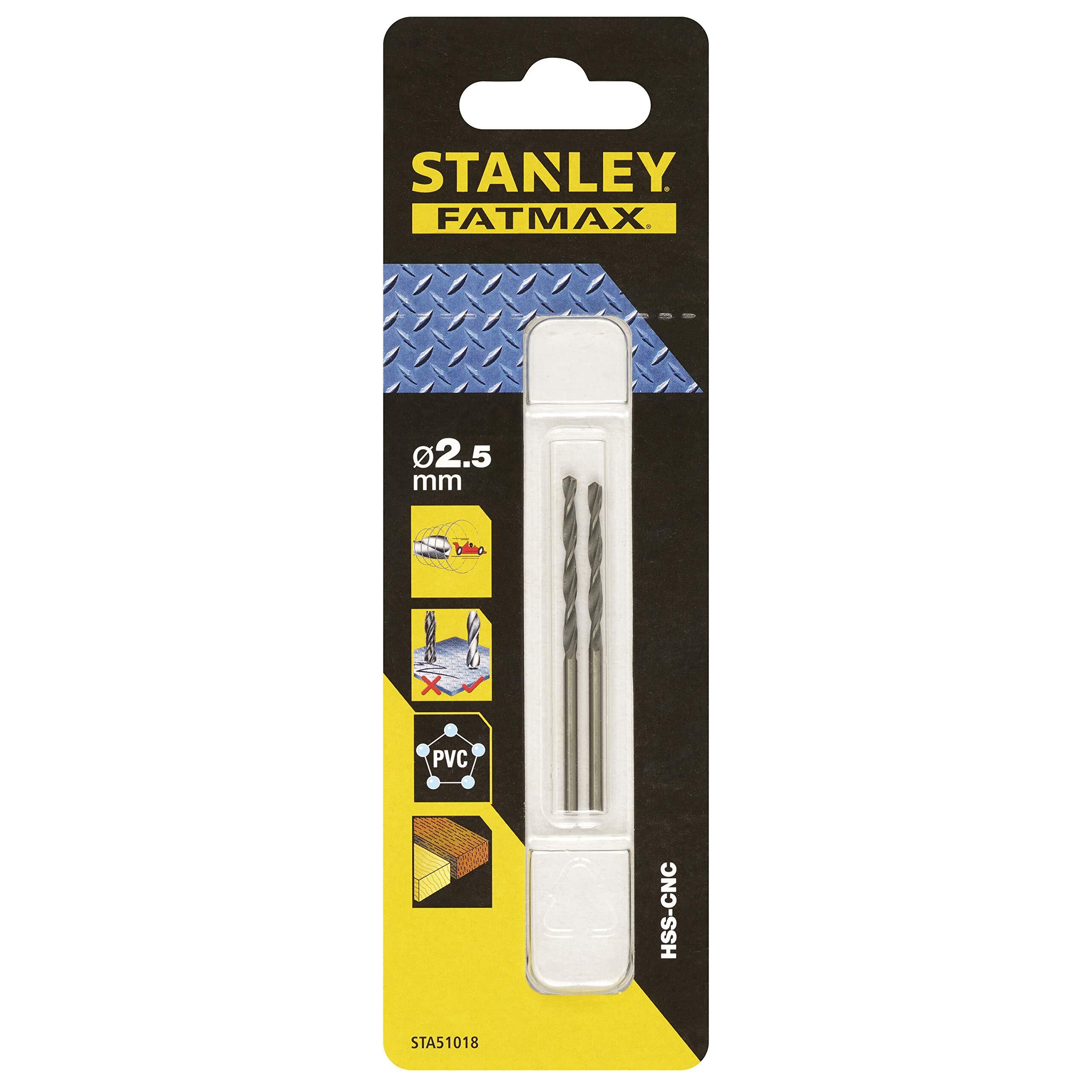 Stanley Fatmax metaalboor 2.5 mm (2 stuks) HSS-CNC STA51018