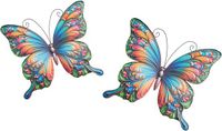 Anna's Collection Anna Collection Wanddecoratie vlinders - 2x stuks - multi kleur - metaal - muurdecoratie