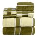Lavish Home 6-delige complete badhanddoekenset - luxe effen en gestreepte absorberende katoenen handdoeken - machinewasbare badkamerset (groen)