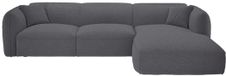 Vente-unique banquette d'angle CAMILIO droite anthracite gris chiné chenille