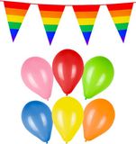 Boland Rainbow vlaggen en ballonnen set - 50 ballonnen - 8M vlaggenlijn