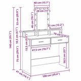 vidaXL - Kaptafel - Gris - 100 x 41 x 140 cm - Bois traité