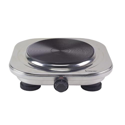 BEPER P101PIA100 Elektrisch kooktoestel, gietijzeren kookplaat met een diameter van 18,5 cm, instelbare thermostaat met 5 standen, robuuste stalen behuizing, oververhittingsbeveiliging - 1500 W