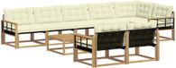 vidaXL Hoek loungeset 8 zitplaatsen Wit en crème Acacia hout