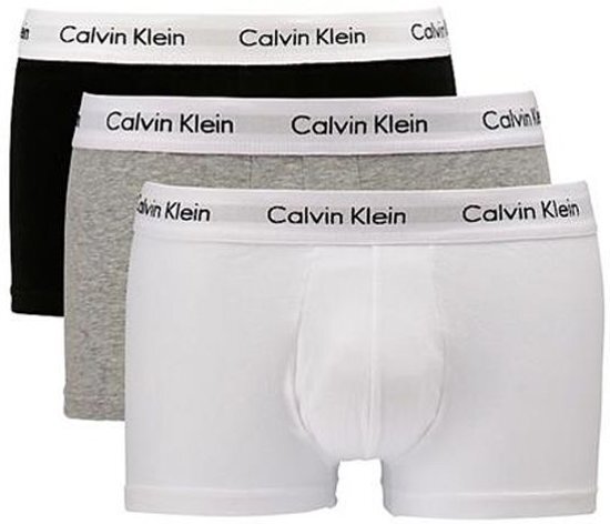 Calvin Klein - 3-pack Low Rise Trunk Boxershorts Grijs / Zwart / Wit - L