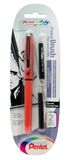 Pentel XGFKPF/FP10 Pocket Brush blisterverpakking penseelstift met 2 patronen, behuizing oranje, inkt zwart
