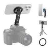 NEEWER Magnetische telefoonstatiefhouder met koude schoen, metalen draagbare smartphonehouder adapter voor statief, camera-montage, compatibel met MagSafe iPhone Samsung Huawei Android voor