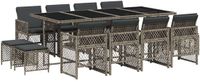 vidaXL 13-delige Tuinset met Kussens, Poly Rattan, Grijs
