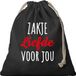 Bellatio Decorations Canvas cadeautasje Zakje Liefde zwart met koord 25 x 30 cm