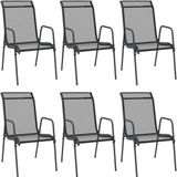 vidaXL Fauteuils de jardin 6 pièces Acier et Textilène Noir