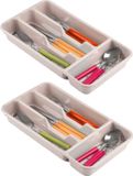 Plasticforte Bestekbak - 4-vaks - Taupe - Kunststof - 33 x 18 x 4 cm