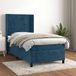 vidaXL Boxspring met Matras Donkerblauw 100x200 cm
