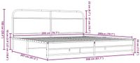 vidaXL Bedframe metaal bruin eikenkleurig 200x200 cm