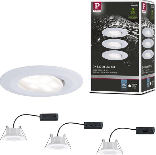 Paulmann Calla - Inbouwspot - 3 stuks - LED - Kantelbaar - Wit