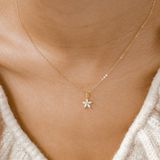 Hey Happiness Zirkonia Bloesem Ketting – Bloem Hanger Dames – 925 Zilver 18K Verguld – Verstelbaar 43-48 cm – Goud