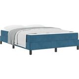 DESIGN IN Lit Double Lit Adulte Lit À Ressorts Avec Matelas Bleu Foncé 160 X 200 Cm Tissu