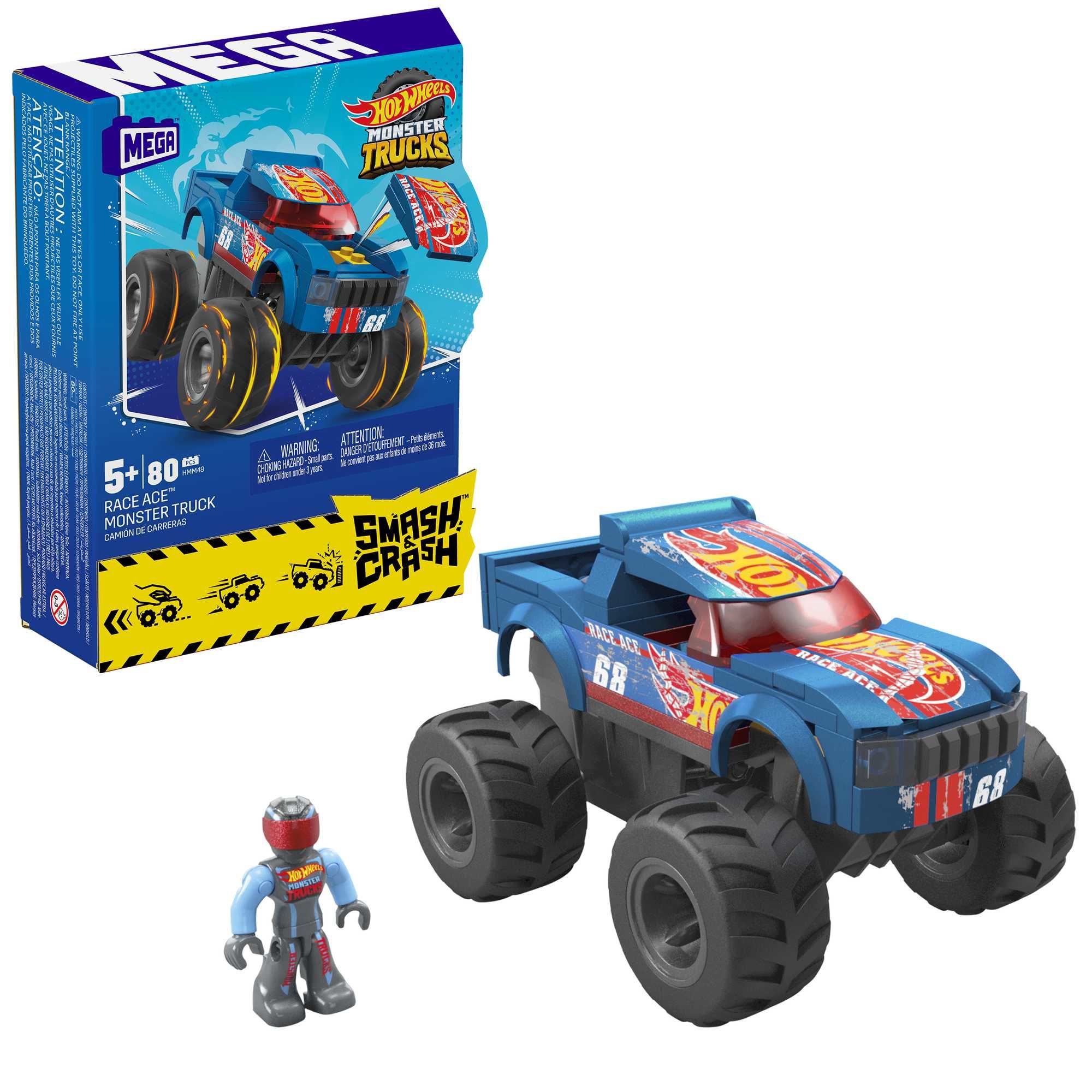 MEGA Hot Wheels Verpletteren en Vermorzelen Race Ace Monstertruck - 80 Onderdelen