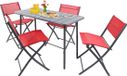VCM ensemble bistro 5 pièces table à manger ensemble de jardin ensemble de balcon chaise table pliante jardin camping Sumila