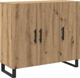 vidaXL Dressoir Artisan Eiken 90 x 34 x 80 cm Bewerkt Hout
