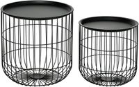 HOMCOM bijzettafel - set van 2 - staal - zwart
