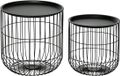 HOMCOM bijzettafel - set van 2 - staal - zwart