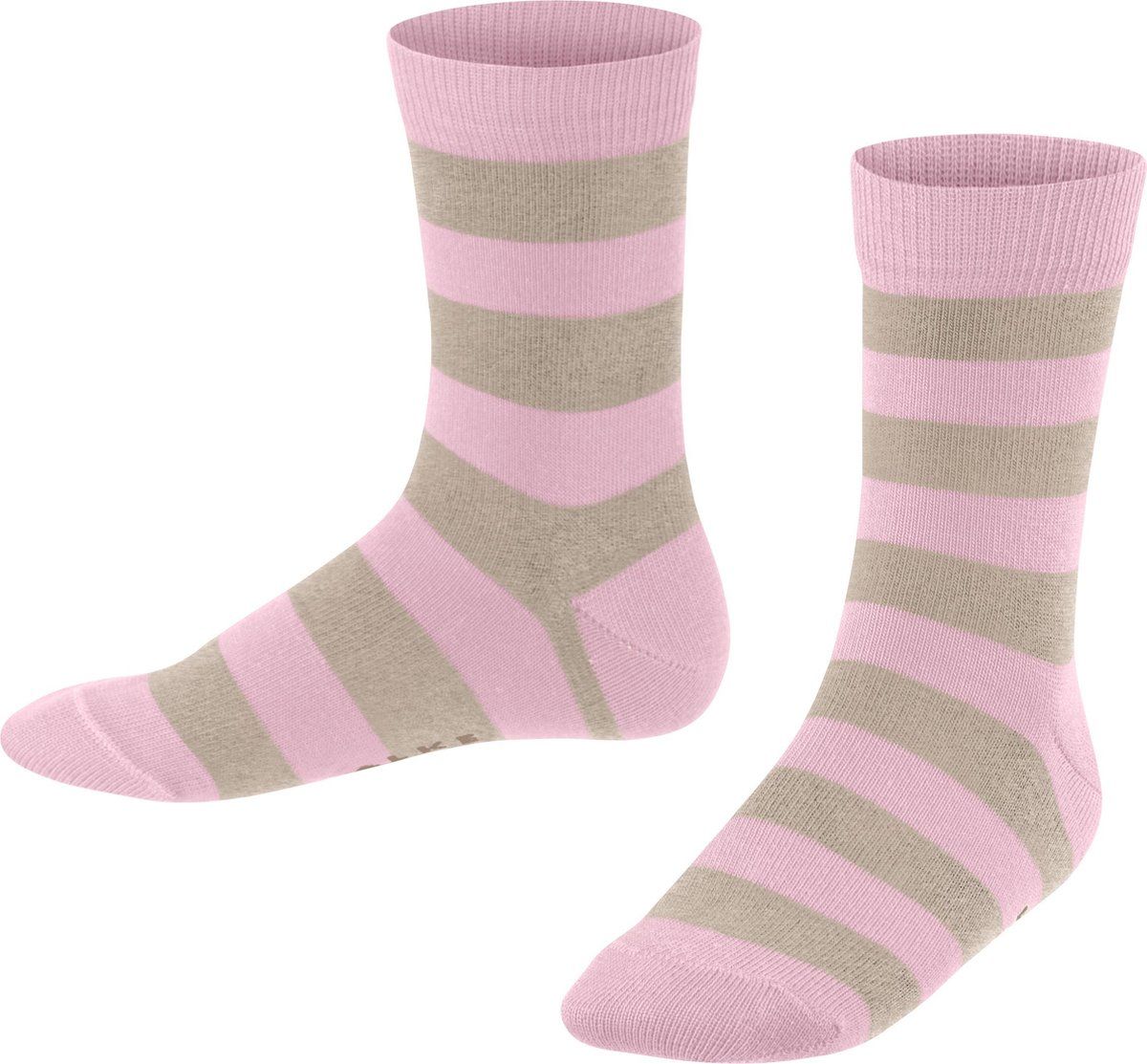 Falke Happy Stripe 2-pack Kinderen Sokken - Roze/Grijs gestreept - Maat 27-30