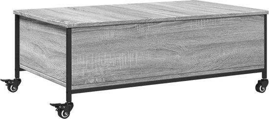 vidaXL Salontafel met wielen, 91 x 55 x 34 cm, bewerkt hout grijs sonoma