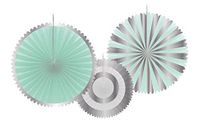 Folat 66958 Honeycombs Waaier Mint/Zilver - 3 stuks