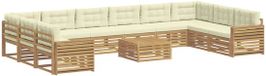 vidaXL Ensemble de canapés blanc et crème acacia bois 2 places