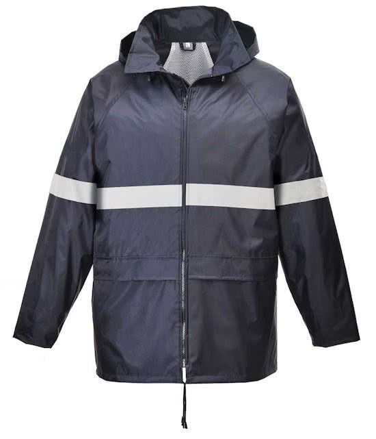 Portwest Regenjack Iona Donker blauw met reflecterende striping Maat XL