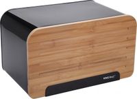 KINGHOFF Broodtrommel met Bamboe Deksel - Staal - Zwart