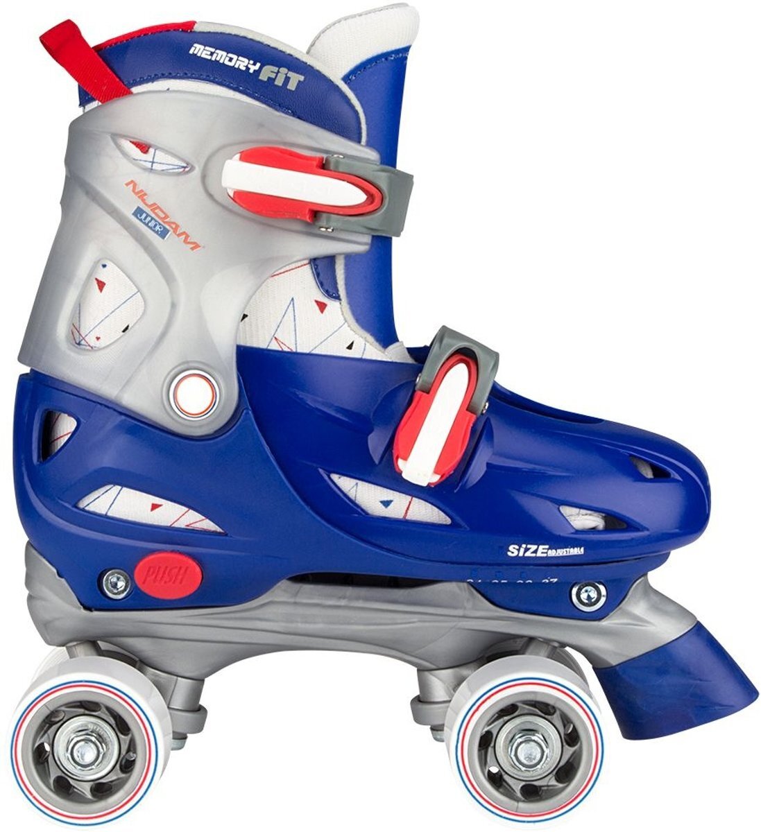 Nijdam Junior Rolschaatsen Junior Verstelbaar Hardboot - Roller Rage - Blauw/Rood/Zilver - 27-30