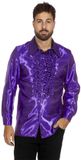 Wilbers & Wilbers Jaren 80 & 90 Kostuum | Paarse Ruchesblouse Satijn Foute Disco | Maat 50