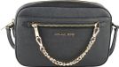 Michael Kors Jet Set Item Grote Oost West Zip Chain Crossbody Tas Zwart Leer