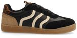 No Stress - Dames - Zwarte leren sneakers met leopard details - Maat 36