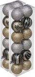 Merkloos / Sans marque Jja Showroom And Head Office 24x stuks kerstballen mix goud/zilver glans/mat/glitter kunststof diameter 4 cm