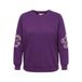 ONLY CARMAKOMA Plus Size rechtvallende gebloemde sweater met borduursels - paars