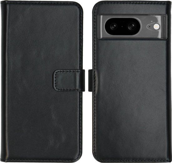 Selencia Echt Lederen Bookcase Hoesje voor Google Pixel 8 - Zwart - Met Pasjeshouder