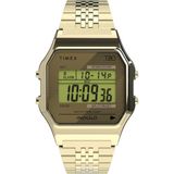Timex T80 34 mm horloge – goudkleurig met roestvrijstalen band TW2R79200
