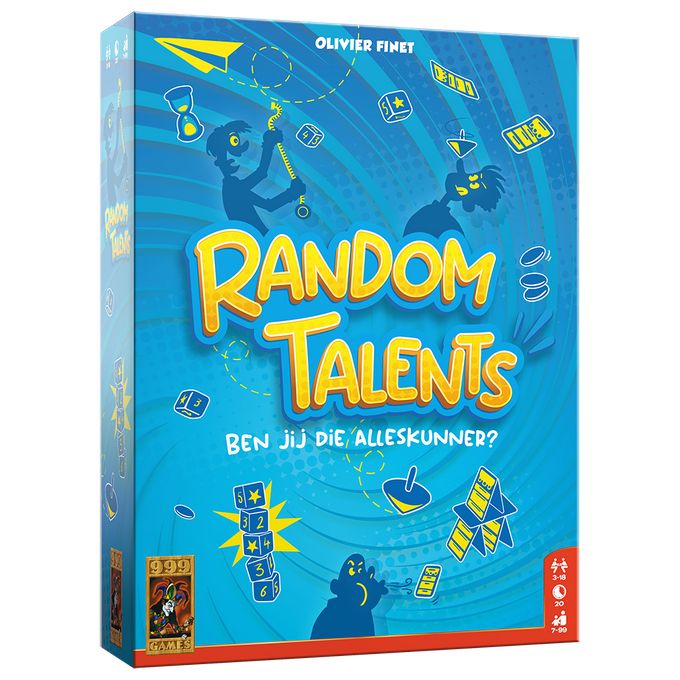 999 Games Random Talents - Partyspel - Hilarische opdrachten - Gezelschapsspel - Actiespel - Nederlandstalig - 2 tot 18 spelers