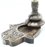 AWGifts Med Mango Wood Backflow Burner - Hamsa