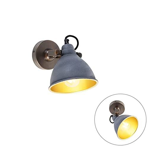 QAZQA - Industrieel | Industrie wandlamp koper met beton verstelbaar - Liko | Woonkamer | Slaapkamer | Keuken - Staal Rond - E27 Geschikt voor LED - Max. 1 x 25 Watt