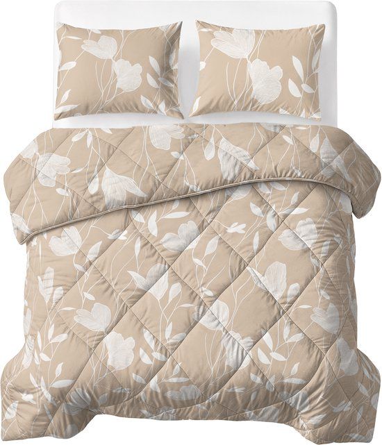 Sleeptime® 2 in 1 Dekbed zonder Overtrek Fallon - Wasbaar Dekbed - 200x220 - Zand/Oranje