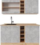Vicco R-Line Eenpersoonskeuken – 160 cm zonder werkblad Beton/gouden eik