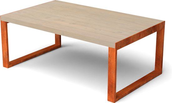 Merkloos Livinu tafel cortenstaal met hout 1500x1500x290 mm