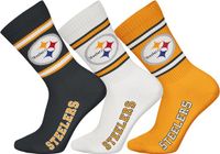 Nfl Pittsburgh Steelers Crew Socks - 3-pack - Zwart/Wit/Geel - Maat 43/46